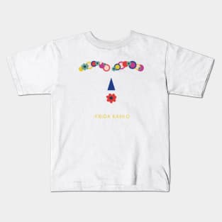 Frida kahlo mexican painter portrait funny cute colorful flowers viva la vida Kids T-Shirt